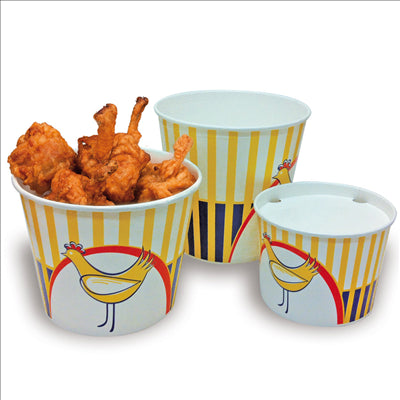 CONTAINERS POULET + COUVERCLES 5100 ML 15PE + 380 + 18PE G/M2 Ø 22,5/16x21 CM BLANC CARTON (240 UNITÉS)