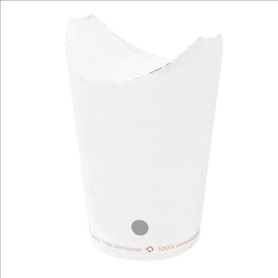 GOBELETS À FRITES AVEC FERMETURE 'COMPOSTABLE' 16 OZ - 480 ML 242 G/M2 8,5x14 CM BLANC CARTON (1000 UNITÉS)