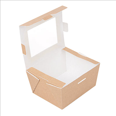 BOÎTES AVEC FENÊTRE 'THEPACK' 780 ML 220 G/M2 + OPP 11,2x9x6,4 CM NATUREL CARTON ONDULÉ NANO-MICRO (300 UNITÉS)