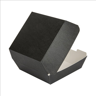 BOÎTES HAMBURGER 'THEPACK' 230 G/M2 13x12,5x6,2 CM (S) NOIR CARTON ONDULÉ NANO-MICRO (450 UNITÉS)