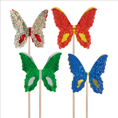 DÉCORS POUR GLACES "PAPILLONS METALISÉS"  15 (h) CM ASSORTI BOIS (100 UNITÉS)