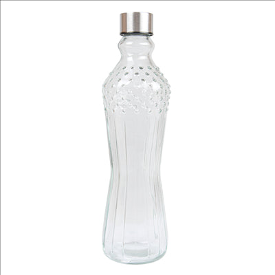 BOUTEILLE + COUVERCLE INOX 'WAKI GLASS' 990 ML Ø8,6x31 CM TRANSPARENT VERRE (24 UNITÉS)