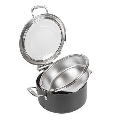 CHAFING DISH ROND AVEC FENÊTRE 4 L Ø 28x38,2x16,8 CM NOIR INOX + CRISTAL (1 UNITÉ)