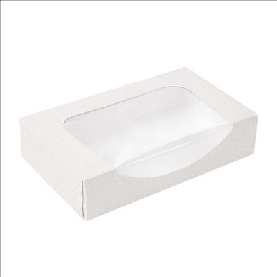 RÉCIPIENTS SUSHI+FÊNETRE 'THEPACK' 230 G/M2 + OPP 19,7x12x4,5 CM BLANC CARTON ONDULÉ NANO-MICRO (400 UNITÉS)