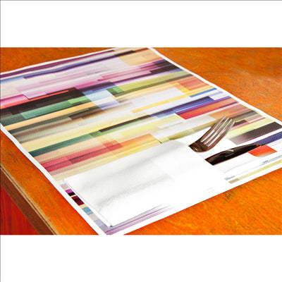 SETS DE TABLE OFFSET 'VÉRTIGO' 70 G/M2 31x43 CM QUADRICHROMIE PAPIER (2000 UNITÉS)