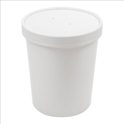 RÉCIPIENTS + COUVERCLES 960 ML - 32 oz 330 + 18 PE G/M2 Ø11,7/9,2x13,5 CM BLANC CARTON (250 UNITÉS)