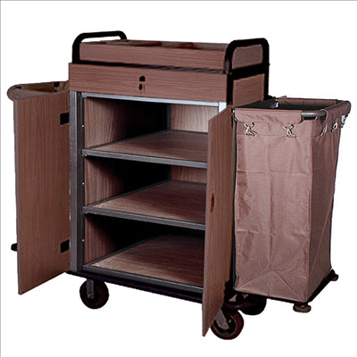 CHARIOT AVEC PORTES + 2 SACS DE VINYL  144x50x114 CM MARRON FER (1 UNITÉ)