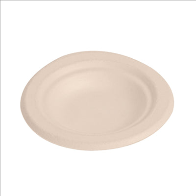 ASSIETTES 'BIONIC'  Ø9,5x1,5 CM NATUREL BAGASSE (1000 UNITÉS)