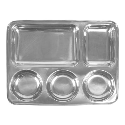 PLATEAU AVEC 5 COMPARTIMENTS 'ARTINOX'  33,5x26,5x3 CM ARGENTE INOX (24 UNITÉS)