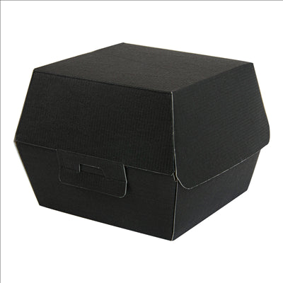 BOÎTES HAMBURGER 'THEPACK' 230 G/M2 13x12,5x9 CM (M) NOIR CARTON ONDULÉ NANO-MICRO (500 UNITÉS)