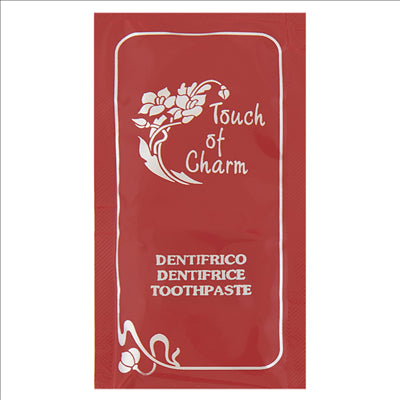 SACHETS DENTIFRICE 'TOUCH OF CHARM' 3 ML 8x4,5 CM BORDEAUX (500 UNITÉS)