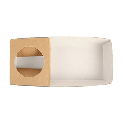 PLATEAUX REPAS À EMPORTER 1 VERRE+1 COMPART. 'THEPACK' 280 G/M2 25x12x4 CM NATUREL CARTON ONDULÉ NANO-MICRO (400 UNITÉS)