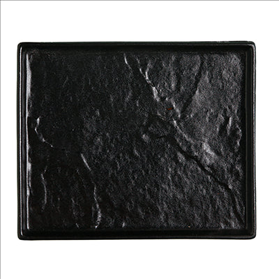 PLATEAUX RECTANGULAIRES 'SLATE' 'AKALA'  21,5x17,5x2 CM NOIR PORCELAINE (6 UNITÉS)