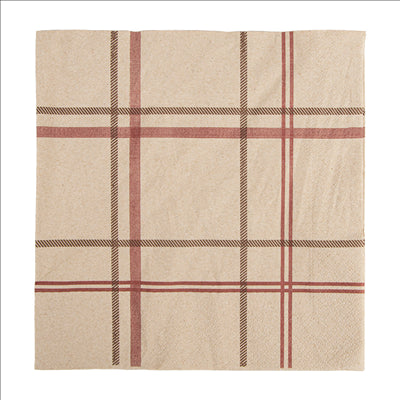 SERVIETTES ECOLABEL 2 PLIS P. 1/4 'TARTAN' 18 G/M2 40x40 CM NATUREL OUATE RECYCLÉE (1600 UNITÉS)