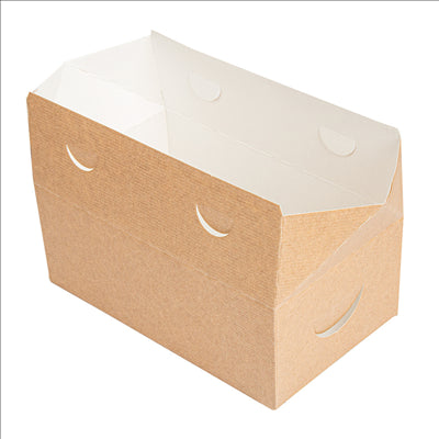 BOÎTES REPAS À EMPORTER 'THEPACK' 1 L 240 G/M2 11x18x7 CM NATUREL CARTON ONDULÉ NANO-MICRO (300 UNITÉS)