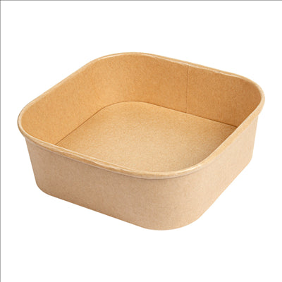 RÉCIPIENTS CARRÉS 1000 ML 320 + 26 PE G/M2 16,7x16,7x5,5 CM NATUREL KRAFT (300 UNITÉS)