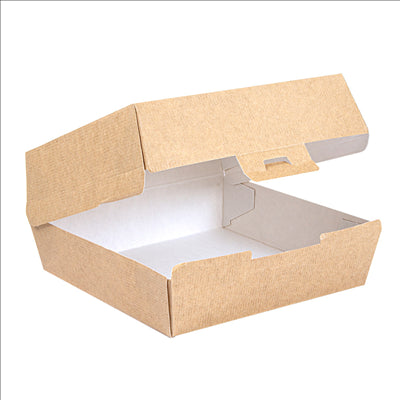 BOÎTES HAMBURGER 'THEPACK' 220 G/M2 17,6x16,8x7,8 CM (XL) NATUREL CARTON ONDULÉ NANO-MICRO (300 UNITÉS)