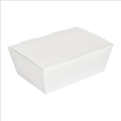 BOÎTES "LUNCH BOX" COUVERCLES 'THEPACK' 500 ML (16 oz) 230 G/M2 14x9,7x5 CM BLANC CARTON ONDULÉ NANO-MICRO (480 UNITÉS)