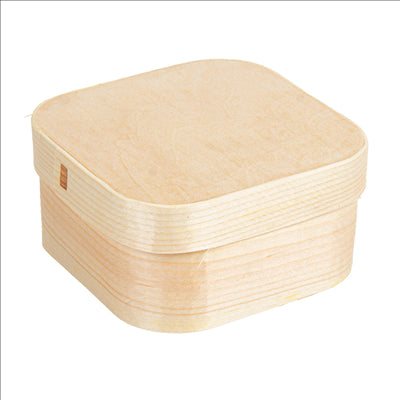 MINI BOÎTES CARRÉES + CARTON ET CAPSULE  8x8x4 CM NATUREL BOIS (200 UNITÉS)