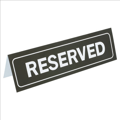 PLAQUE DE TABLE "RESERVED"  18x5,5 CM NOIR PVC (1 UNITÉ)