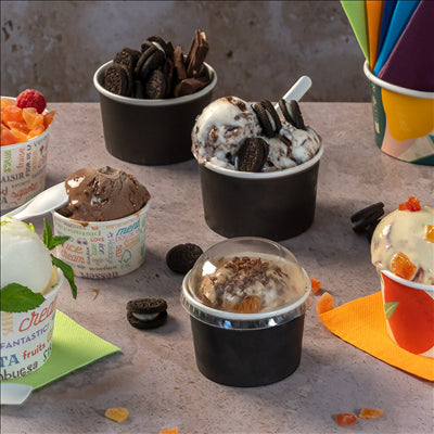 POTS À GLACES 240 ML 250 + 18PE G/M2 Ø 9,4x5,5 CM NOIR CARTON (2000 UNITÉS)