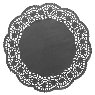 DENTELLES RONDES AJOURÉES  40 G/M2 Ø 27 CM NOIR PAPIER (250 UNITÉS)