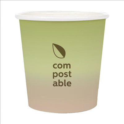 GOBELETS BOISSONS FROIDES ET CHAUDES 1 PAROI 'COMPOSTABLE GRADIENT' 120 ML 230 G/M2 Ø6,3/4,5x6 CM BLANC CARTON (1000 UNITÉS)