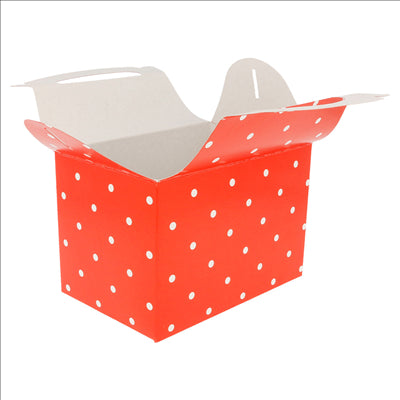 BOÎTES "À POIS"  320 G/M2 15,50x10,50x17,50 CM ROUGE CARTON (300 UNITÉS)