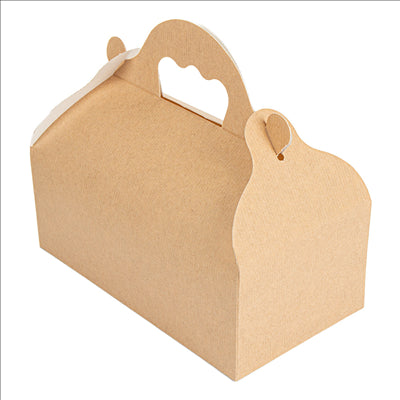 BOÎTES AVEC ANSES PÂTISSERIE 'THEPACK' 240 G/M2 10x18x7 CM NATUREL CARTON ONDULÉ NANO-MICRO (300 UNITÉS)