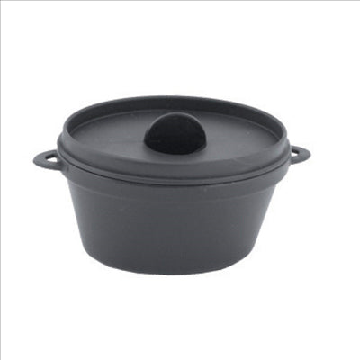 MINI COCOTTES MICRO-ONDABLES+COUVERCLES 65 ML 9,1x5,8x4,5 CM NOIR PP (216 UNITÉS)