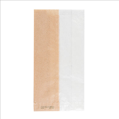 SACHETS POUR SANDWICHES AVEC FENÊTRE ECO 'CORNER WINDOW' 38 G/M2 12+6x23 CM NATUREL PARCH.INGRAISSABLE (250 UNITÉS)