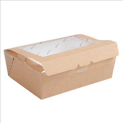 BOÎTES AVEC FENÊTRE ECO 'THEPACK' 1000 ML 220 G/M2 12x17x5,5 CM NATUREL CARTON ONDULÉ NANO-MICRO (200 UNITÉS)