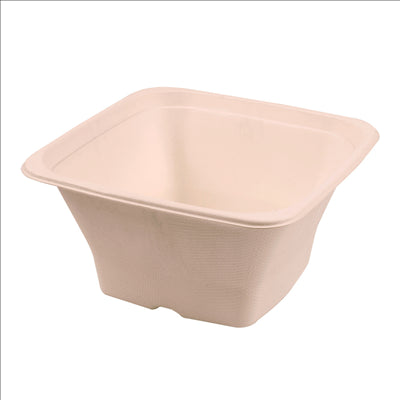 BOLS CARRÉS 'BIONIC' 1,2 L 18x18x9 CM NATUREL BAGASSE (400 UNITÉS)