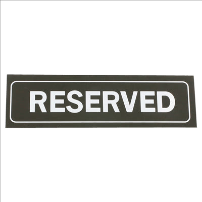 PLAQUE DE TABLE "RESERVED"  18x5,5 CM NOIR PVC (1 UNITÉ)