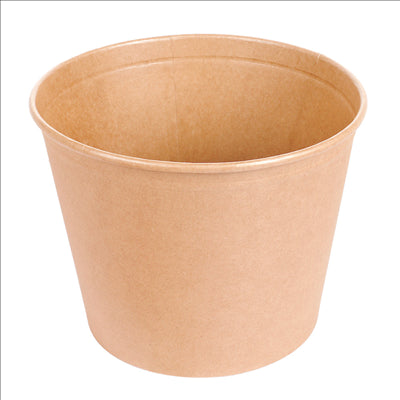 CONTAINERS POULET + COUVERCLES 4500 ML 337 + 18PE G/M2 Ø 21,6/16x16,6 CM NATUREL KRAFT (120 UNITÉS)