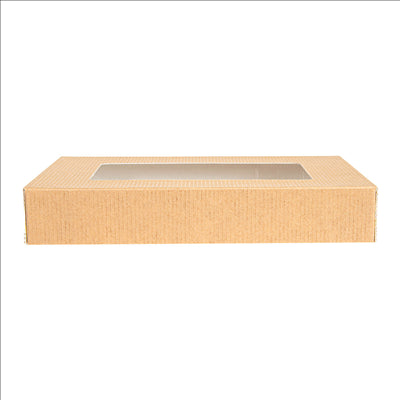 COUVERCLES AVEC FENÊTRE POUR BOÎTES 254.78 'THEPACK' 240 G/M2 11x15x2 CM NATUREL CARTON ONDULÉ NANO-MICRO (200 UNITÉS)