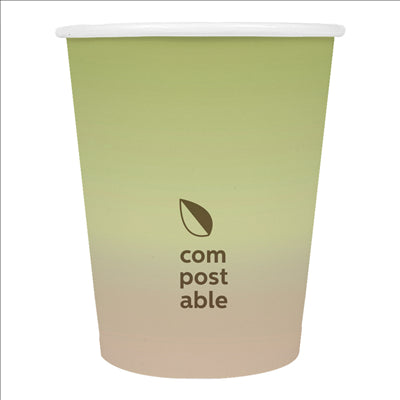 GOBELETS BOISSONS FROIDES ET CHAUDES 1 PAROI 'COMPOSTABLE GRADIENT' 240 ML 280 G/M2 Ø8/5,6x9,2 CM BLANC CARTON (1000 UNITÉS)