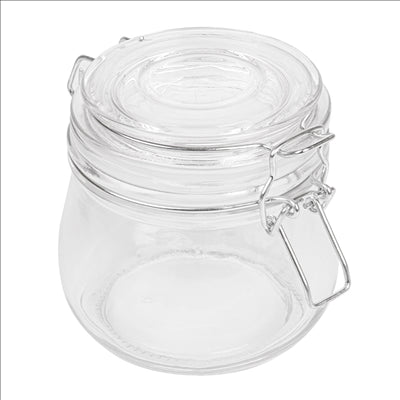 RÉCIPIENT STOCKAGE + FERMETURE CLIP 500 ML Ø 9,5x10,5 CM TRANSPARENT VERRE (24 UNITÉS)