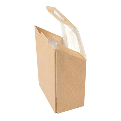 BOÎTES AVEC FENÊTRE POUR "TORTILLA" 'THEPACK' 220 G/M2 + OPP 9,2x5,1x9,2/12,5 CM NATUREL CARTON ONDULÉ NANO-MICRO (600 UNITÉS)