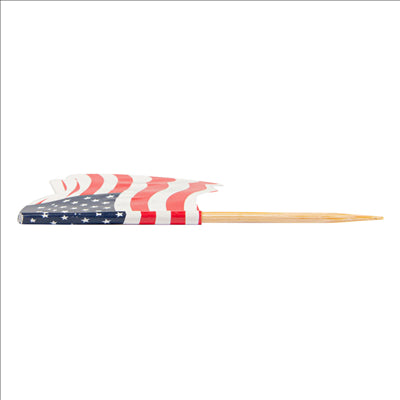 PETITS DRAPEAUX "USA"  4x3/6,5 CM ASSORTI BOIS (144 UNITÉS)