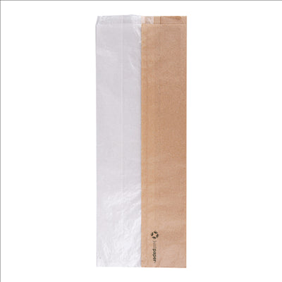 SACHETS POUR SANDWICHES AVEC FENÊTRE ECO 'CORNER WINDOW' 40 G/M2 14+8x38 CM NATUREL PARCH.INGRAISSABLE (250 UNITÉS)