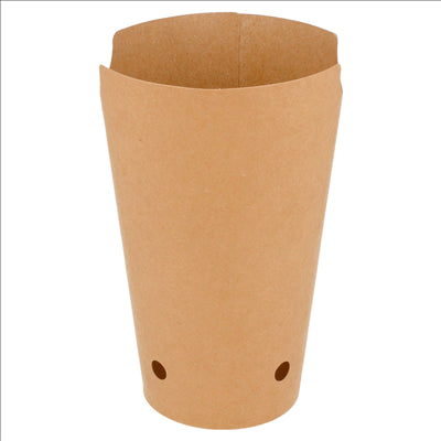 GOBELET À FRITES AVEC FERMETURE 16OZ - 480 ML 200 + 25PE G/M2 8,5x14 CM MARRON CARTON (50 UNITÉS)