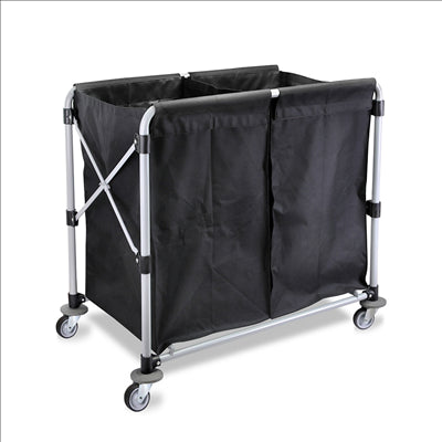 CHARIOT PLIABLE POUR BLANCHISSERIE 2 X 50 L 97x58x86 CM NOIR ACIER (1 UNITÉ)