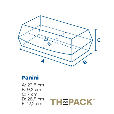 BOÎTES "PANINI" 'THEPACK' 230 G/M2 26,5x12,2x7 CM BLANC CARTON ONDULÉ NANO-MICRO (300 UNITÉS)