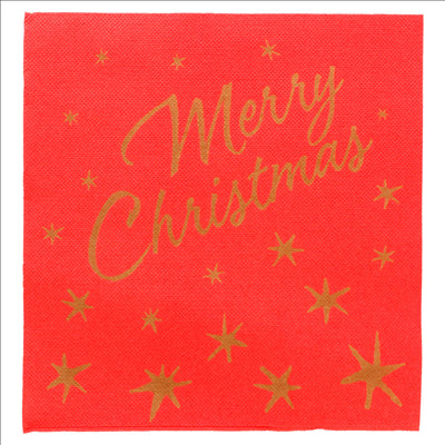 SERVIETTES "DOUBLE POINT" 'MERRY CHRISTMAS' 18 G/M2 40x40 CM ROUGE OUATE (1200 UNITÉS)