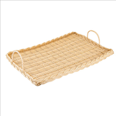 PLATEAU RECTANGULAIRE SIMILAIRE OSIER POUR FROMAGE  52,5x30x3 CM NATUREL PP (1 UNITÉ)