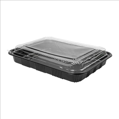 SETS BARQUETTES + COUVERCLES  25x18,3x5,6 CM NOIR PS (300 UNITÉS)