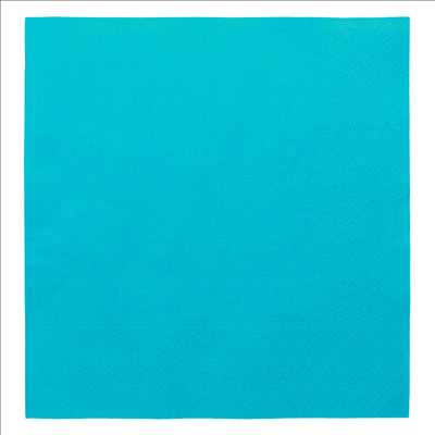 SERVIETTES ECOLABEL 2 PLIS  18 G/M2 39x39 CM BLEU TURQUOISE OUATE (1600 UNITÉS)