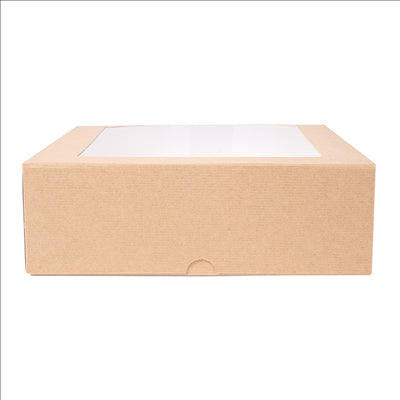 BOÎTES PÂTISSERIES AVEC FENÊTRE 'THEPACK' 240 G/M2 + OPP 23x23x7,5 CM NATUREL CARTON ONDULÉ NANO-MICRO (200 UNITÉS)