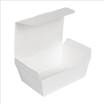 BOÎTES "LUNCH BOX" COUVERCLES 'THEPACK' 500 ML (16 oz) 230 G/M2 14x9,7x5 CM BLANC CARTON ONDULÉ NANO-MICRO (480 UNITÉS)